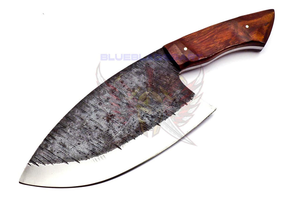 SDPersonalized Carbon Steel Chef Kitchen Cleaver Knife Chef Knife Heavy Duty Handle Rose Wood with Leather Sheath