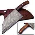 Personalized Damascus Steel Cleaver Chopper Chef Kitchen Knife Heavy Duty Damascus Handle Walnut Wood with Leather Sheath