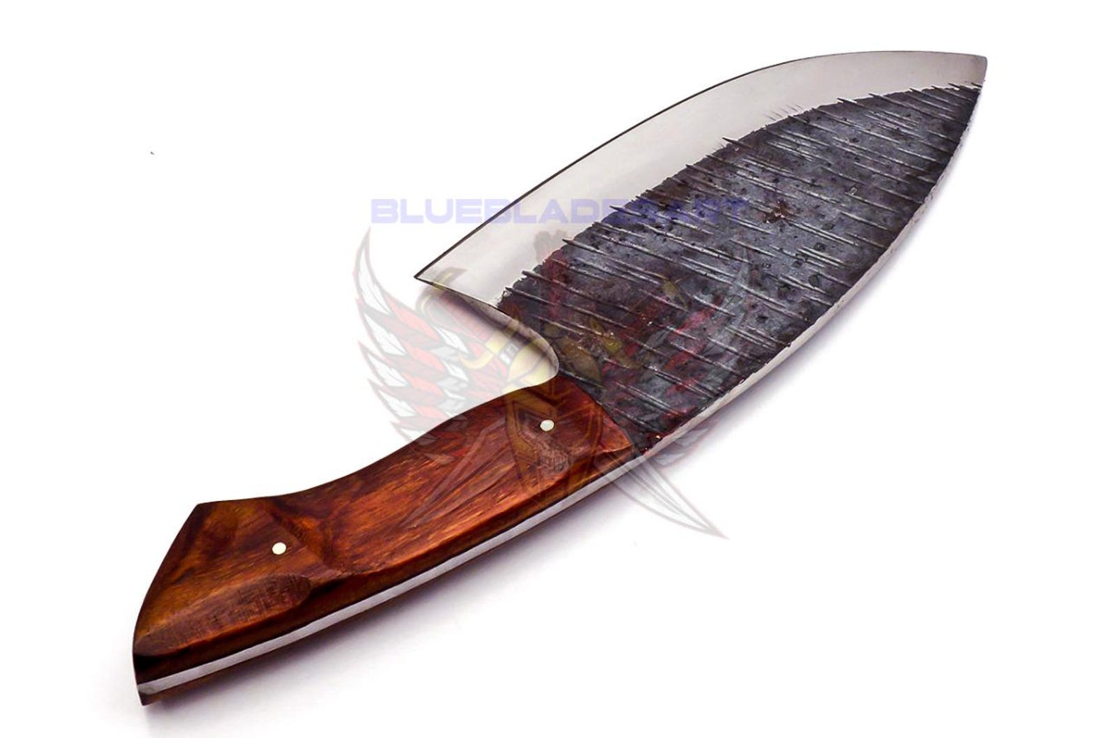 SDPersonalized Carbon Steel Chef Kitchen Cleaver Knife Chef Knife Heavy Duty Handle Rose Wood with Leather Sheath