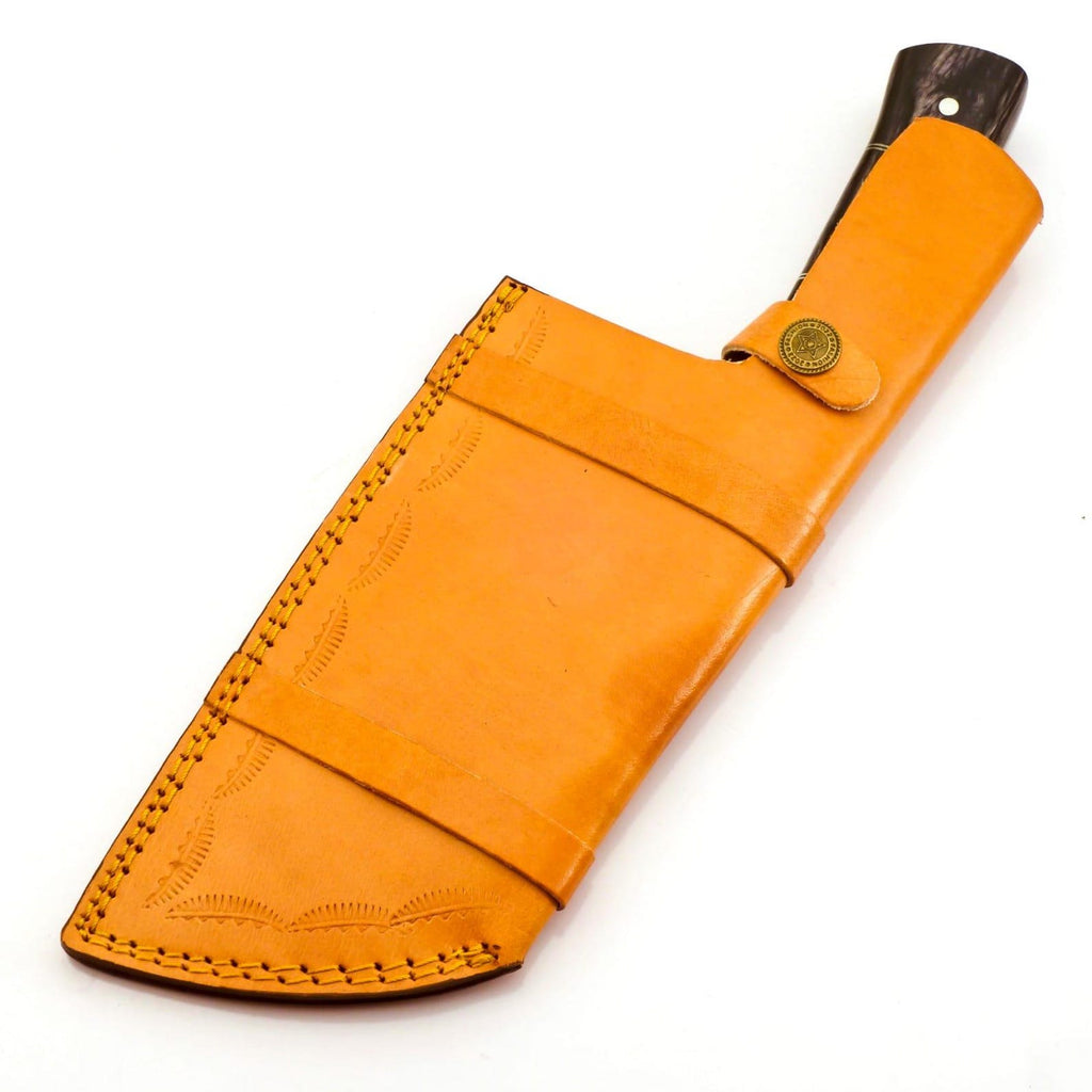 Personalized Damascus Steel Cleaver Chopper Chef Kitchen Knife Heavy Duty Damascus Handle Walnut Wood with Leather Sheath