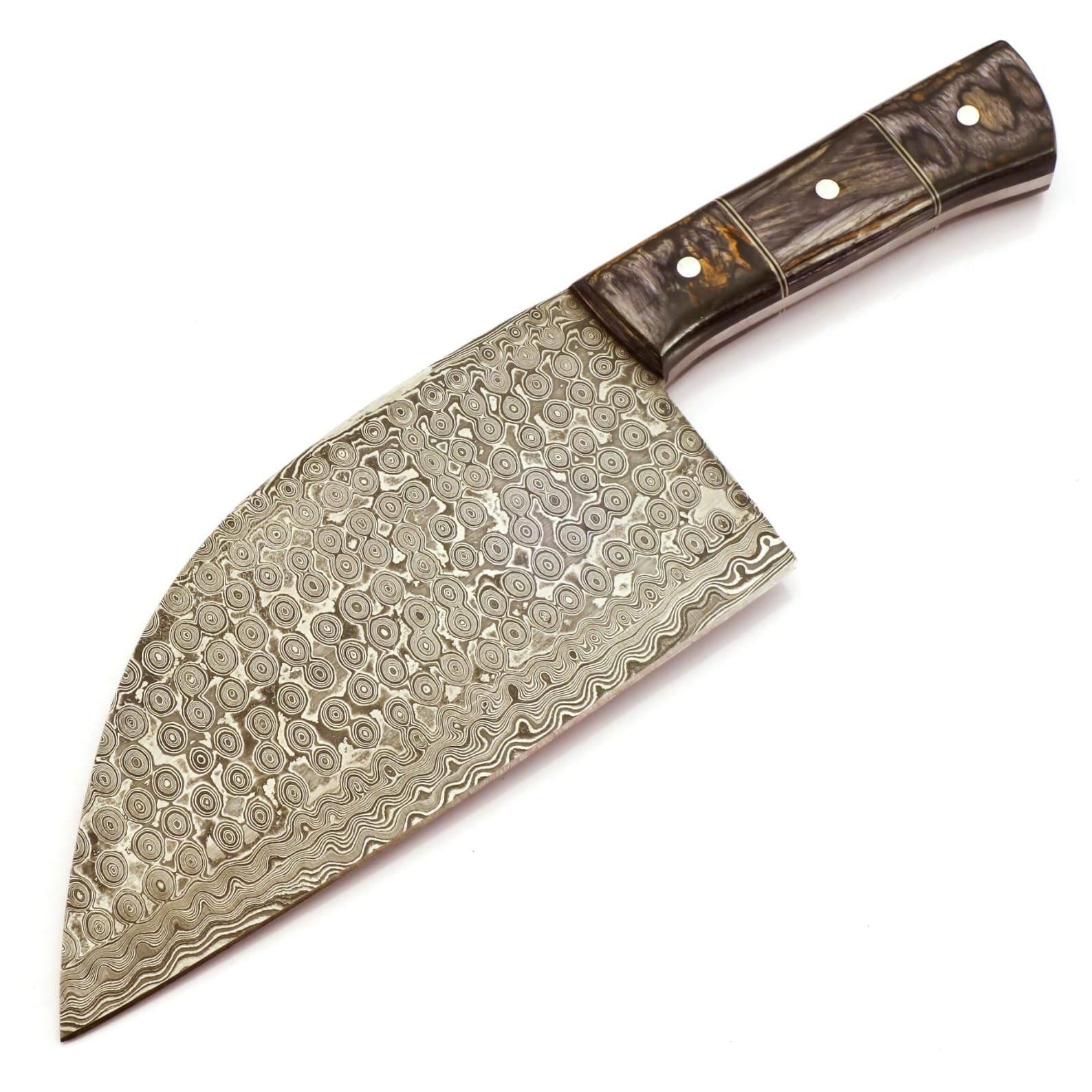 Personalized Damascus Steel Cleaver Chopper Chef Kitchen Knife Heavy Duty Damascus Handle Walnut Wood with Leather Sheath
