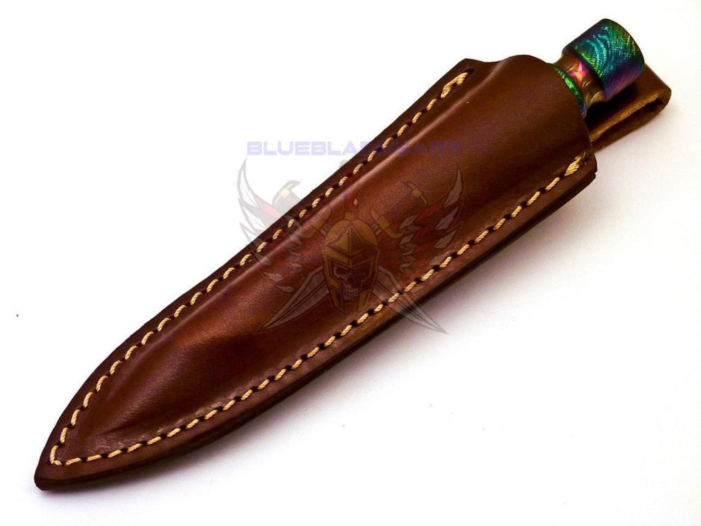 Personalized 6.5 inch Custom Forged Hunter Damascus Steel Tri Dagger Hand Forged Twisted Pattern Kris Dagger W Leather Cover