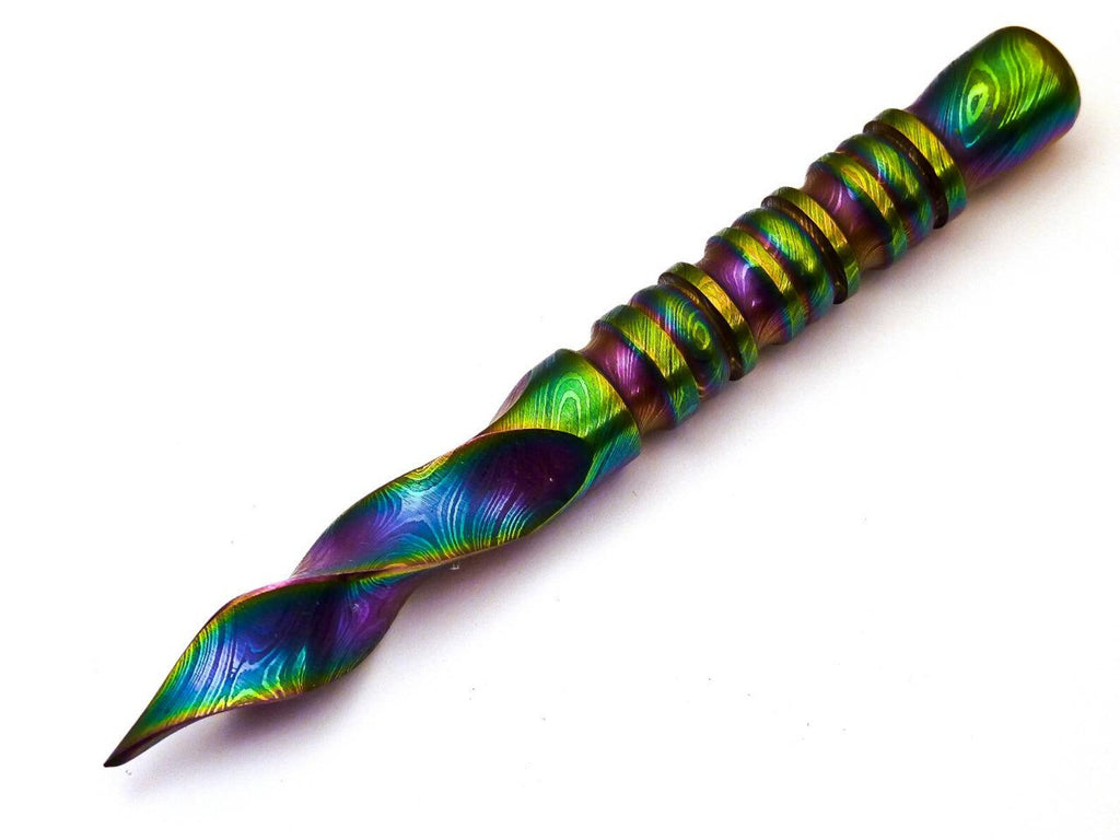 Personalized 6.5 inch Custom Forged Hunter Damascus Steel Tri Dagger Hand Forged Twisted Pattern Kris Dagger W Leather Cover