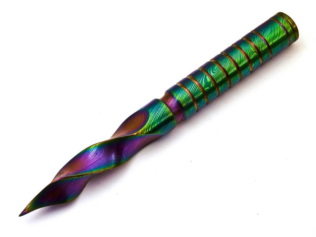 Personalized 6.5 inch Custom Forged Hunter Damascus Steel Tri Dagger Hand Forged Twisted Pattern Kris Dagger W Leather Cover
