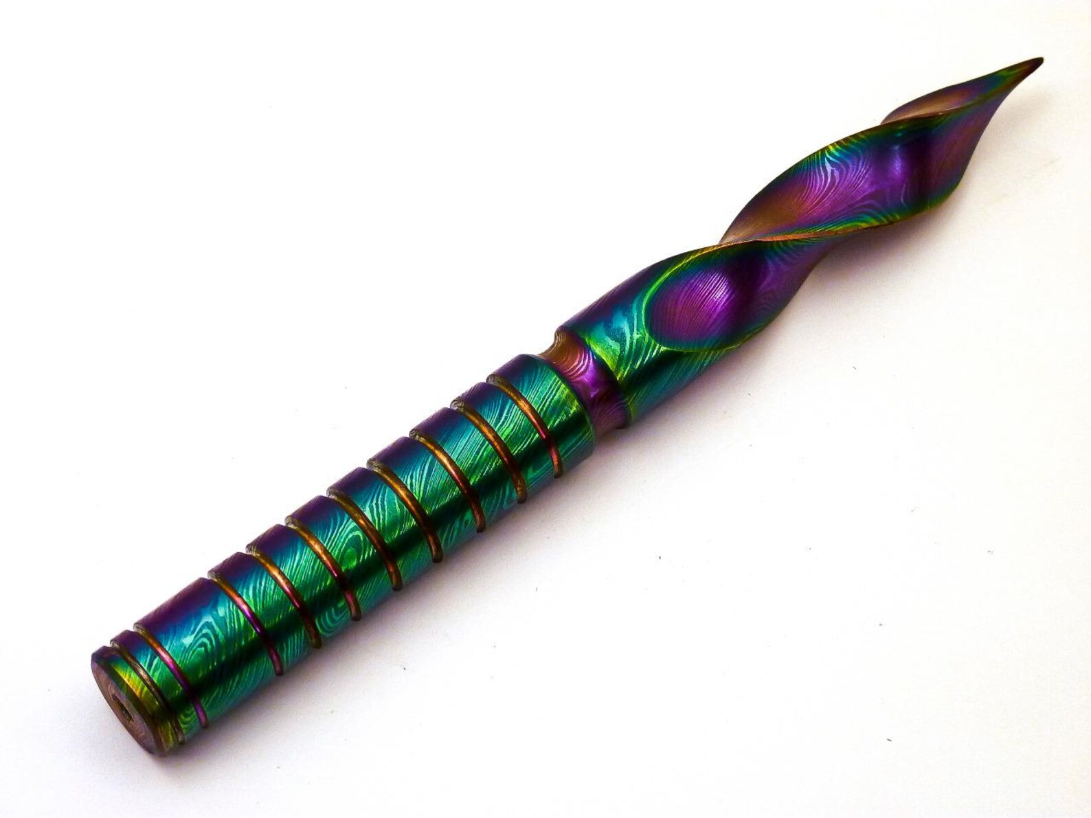 Personalized 6.5 inch Custom Forged Hunter Damascus Steel Tri Dagger Hand Forged Twisted Pattern Kris Dagger W Leather Cover