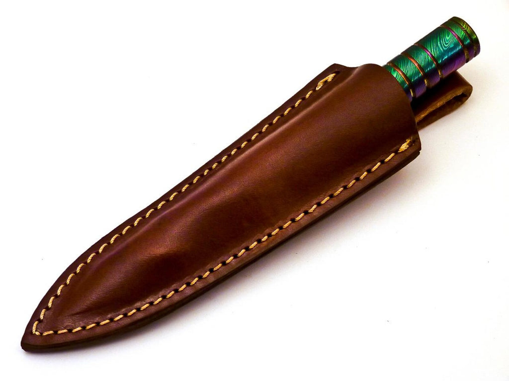 Personalized 6.5 inch Custom Forged Hunter Damascus Steel Tri Dagger Hand Forged Twisted Pattern Kris Dagger W Leather Cover