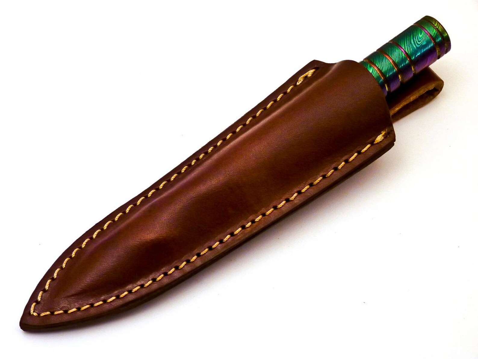 Personalized 6.5 inch Custom Forged Hunter Damascus Steel Tri Dagger Hand Forged Twisted Pattern Kris Dagger W Leather Cover