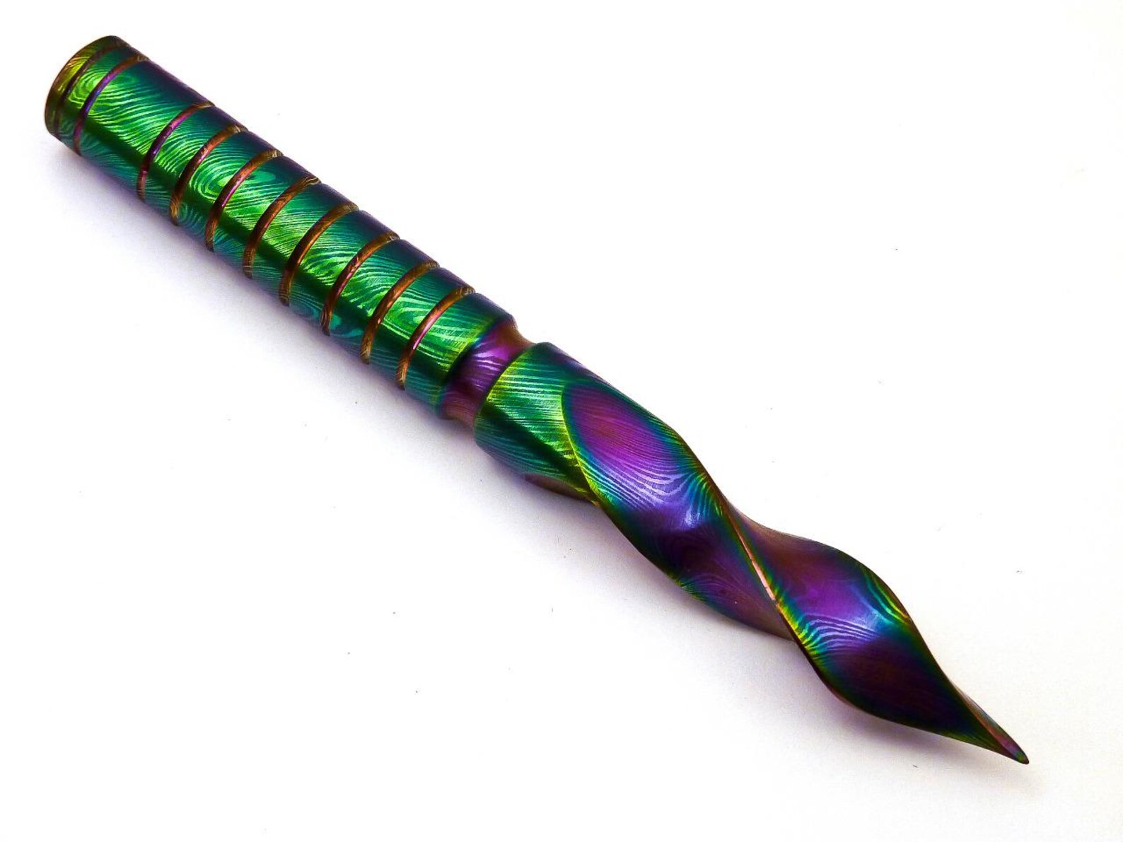 Personalized 6.5 inch Custom Forged Hunter Damascus Steel Tri Dagger Hand Forged Twisted Pattern Kris Dagger W Leather Cover