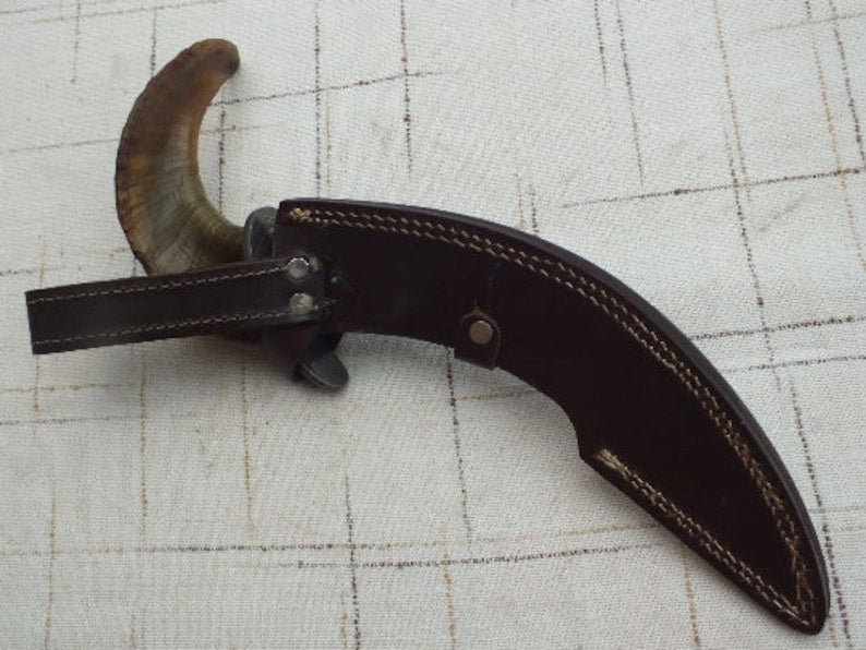Damascus knife Gift Forged DAMASCUS Steel Hunting Knife With Ram Horn Handle, Gift for him, Outdoor Knife gift