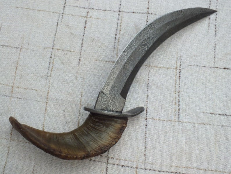 Damascus knife Gift Forged DAMASCUS Steel Hunting Knife With Ram Horn Handle, Gift for him, Outdoor Knife gift