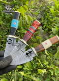 Personalized Handmade Damascus Steel Hunting Knife, Custom Fixed Blade Knife, Wood Handle, EDC Knife, Camping Gift for Men