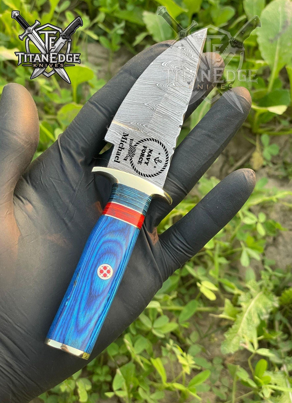 Personalized Handmade Damascus Steel Knife Army Gift knife Wood Handle, Groomsmen Gifts, Anniversary Gifts for Husband