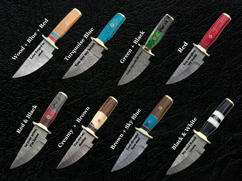 Personalized Handmade Damascus Steel Knife Army Gift knife Wood Handle, Groomsmen Gifts, Anniversary Gifts for Husband