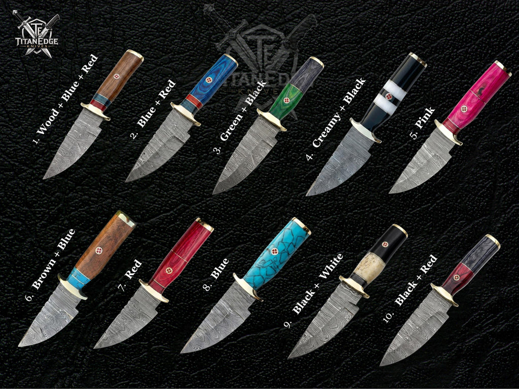 Personalized Handmade Damascus Steel Hunting Knife, Custom Fixed Blade Knife, Wood Handle, EDC Knife, Camping Gift for Men