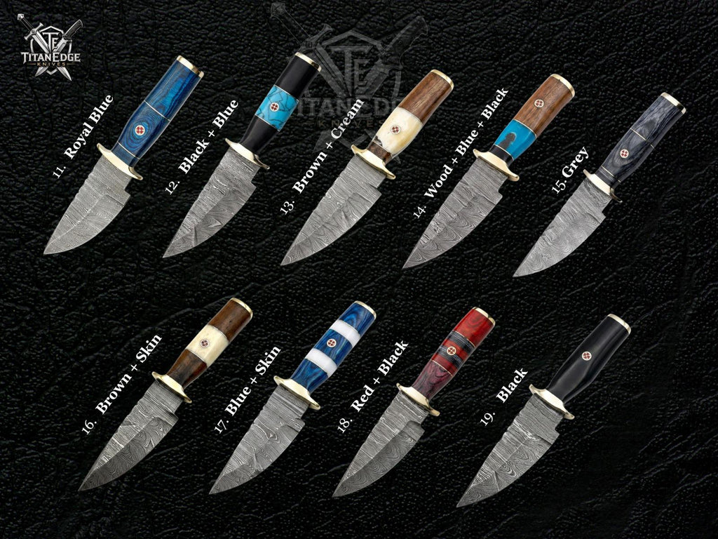 Personalized Handmade Damascus Steel Hunting Knife, Custom Fixed Blade Knife, Wood Handle, EDC Knife, Camping Gift for Men