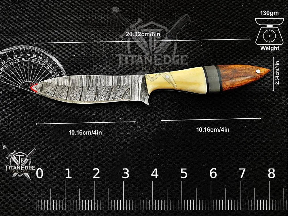 Personalized Handmade Damascus Steel Bowie Knife Hunting Knife: Forged Camping Knife, Gift for Groomsmen With Leather Sheath