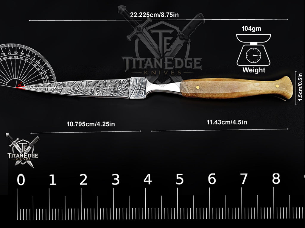 Personalized Handmade 8.75 Inch Damascus Steel Needle Point Dagger Boot Knife, Fixed Blade Boot Knife,  Bone Handle, Men's Gift With Sheath