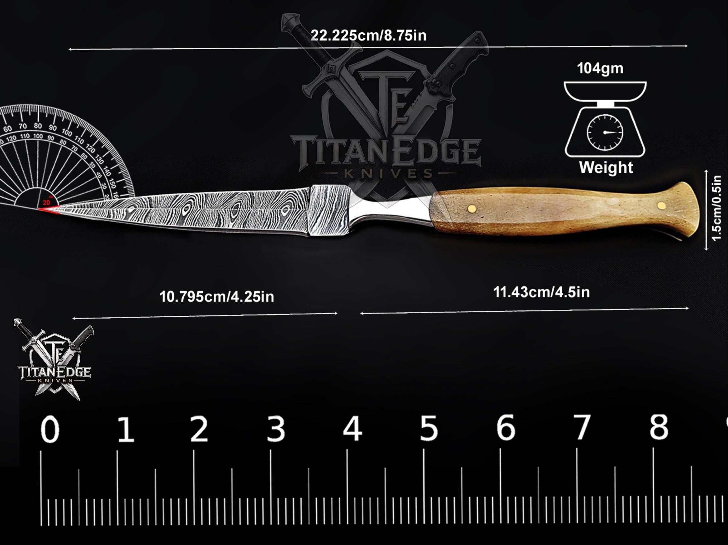 Personalized Handmade 8.75 Inch Damascus Steel Needle Point Dagger Boot Knife, Fixed Blade Boot Knife,  Bone Handle, Men's Gift With Sheath