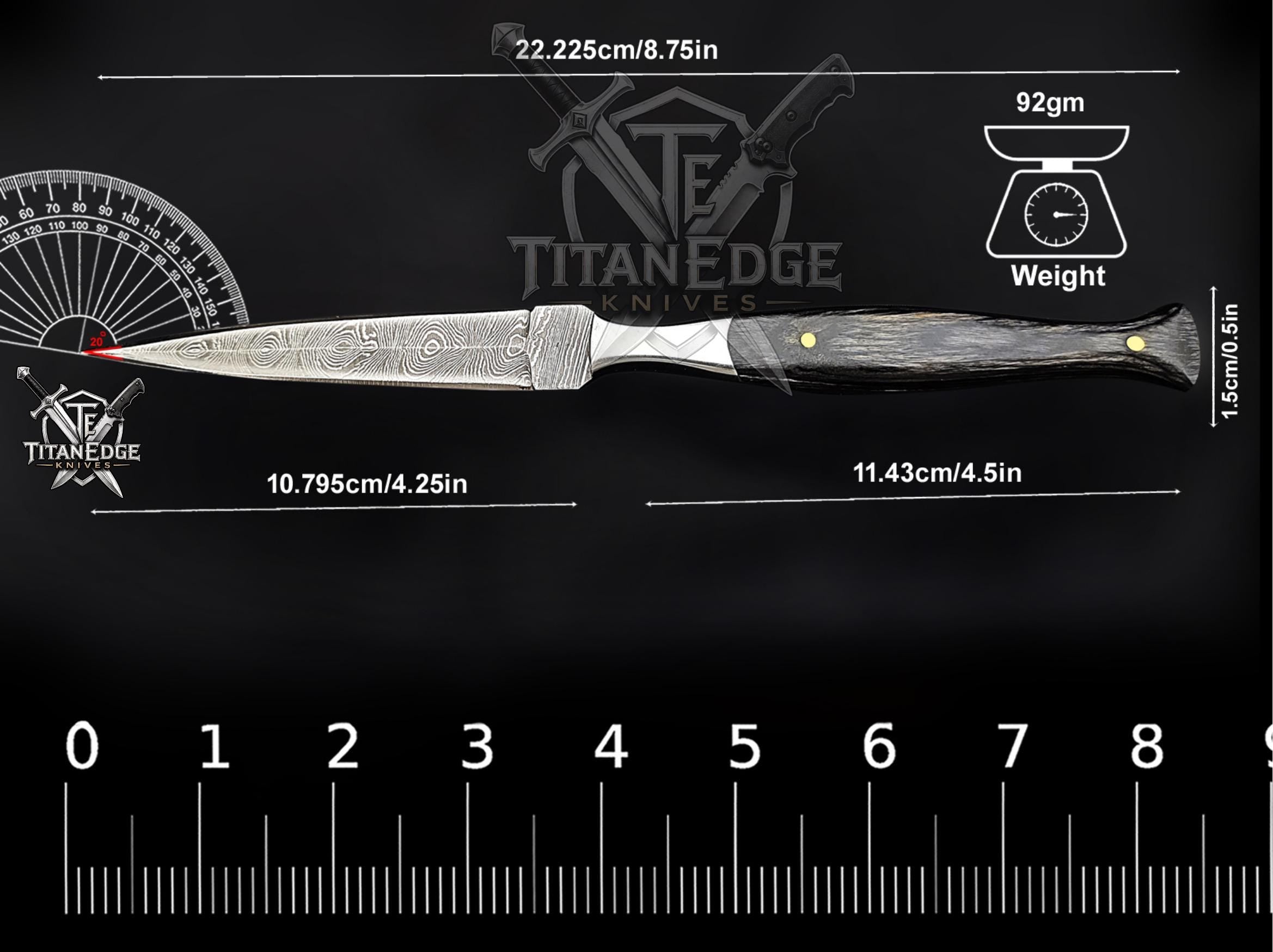 Personalized Handmade 8.75 Inch Damascus Steel Needle Point Dagger Boot Knife, Fixed Blade Boot Knife,  Wood Handle, Men's Gift With Sheath